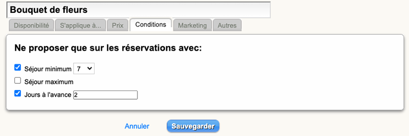 configuration restrictions vente extras mirai