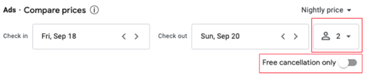 Google hotel ads filters affect Mirai