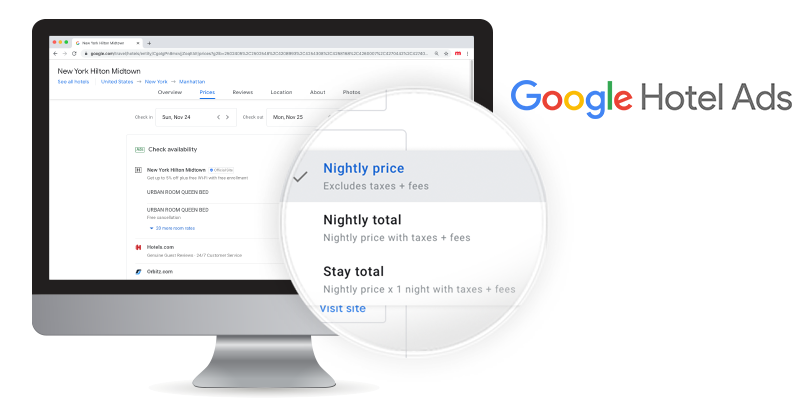 Google Hotel Ads augmente la transparence en montrant les prix